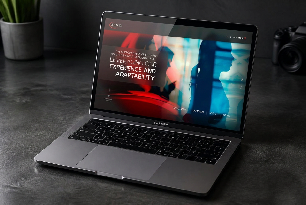 Mockup de MacBook Pro con la web de Auren en pantalla