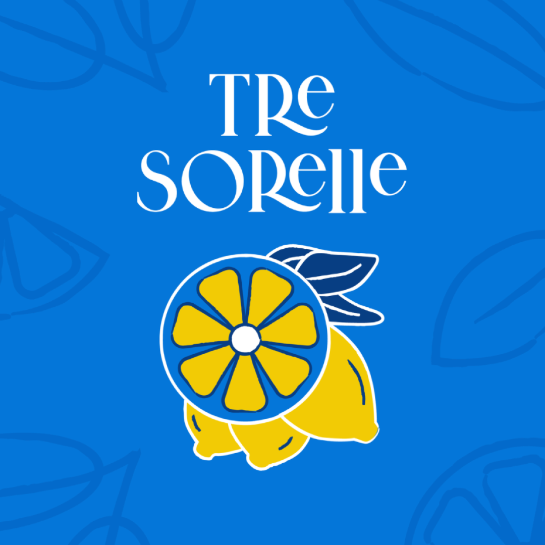 Imagen de marca para Tre Sorelle con limones sobre fondo azul